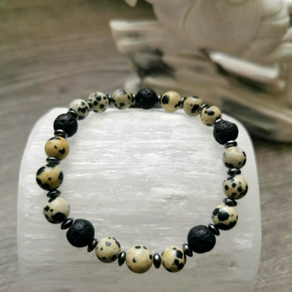 Dalmatian Jasper 8mm Bracelet